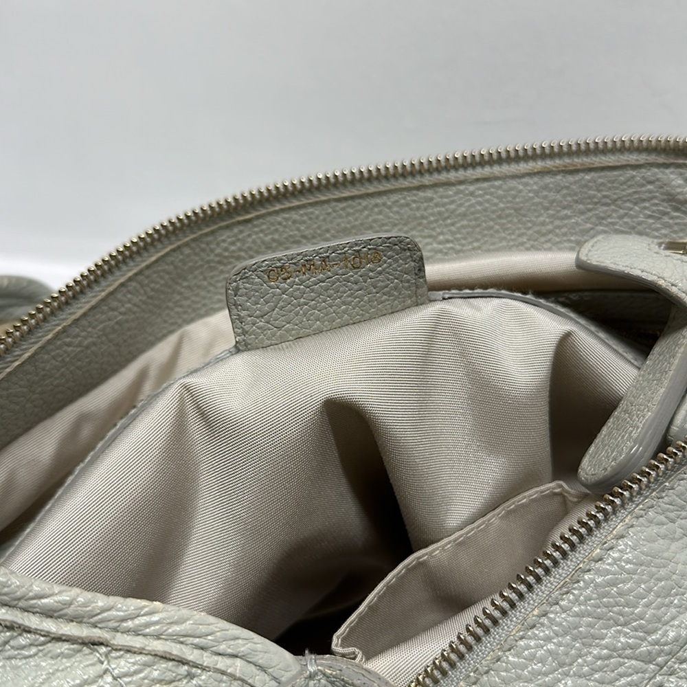Dior Light Gray Leather Hobo Bag with D Charm - Picture 13 of 16